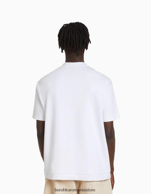 Bershka bărbați tricou interlock cu maneca scurta alb Z86D2746 îmbrăcăminte