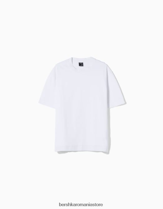 Bershka bărbați tricou interlock cu maneca scurta alb Z86D2746 îmbrăcăminte