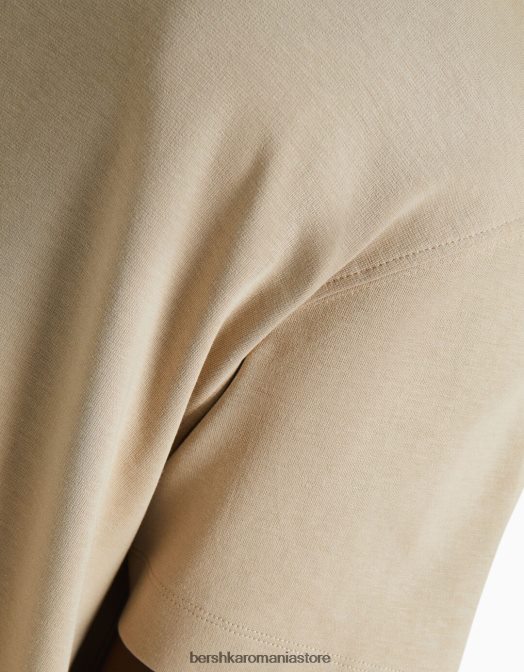 Bershka bărbați tricou interlock cu maneca scurta cămilă Z86D2745 îmbrăcăminte