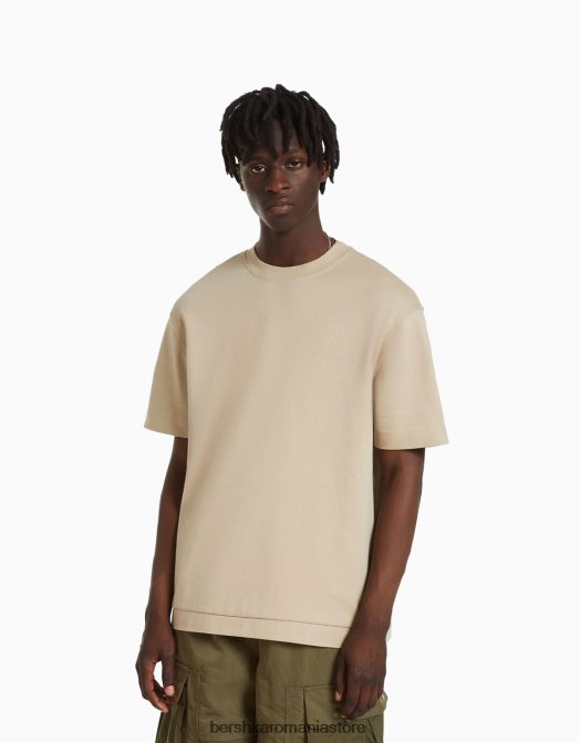 Bershka bărbați tricou interlock cu maneca scurta cămilă Z86D2747 îmbrăcăminte