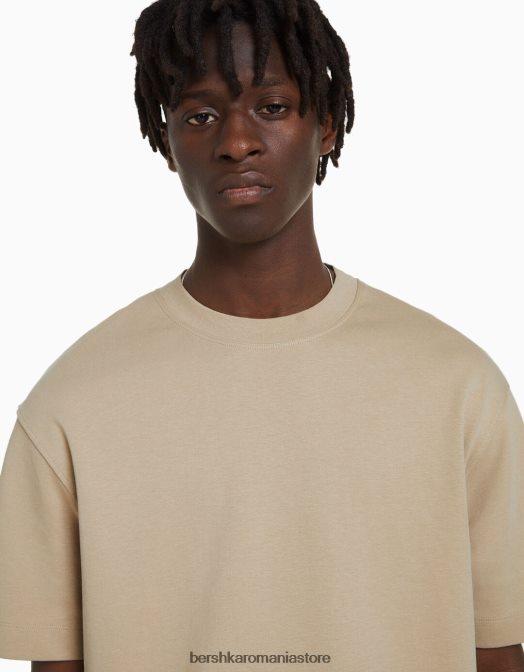 Bershka bărbați tricou interlock cu maneca scurta cămilă Z86D2747 îmbrăcăminte