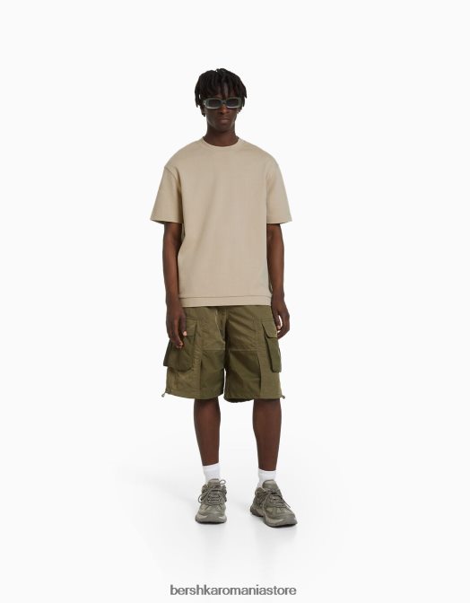 Bershka bărbați tricou interlock cu maneca scurta cămilă Z86D2747 îmbrăcăminte