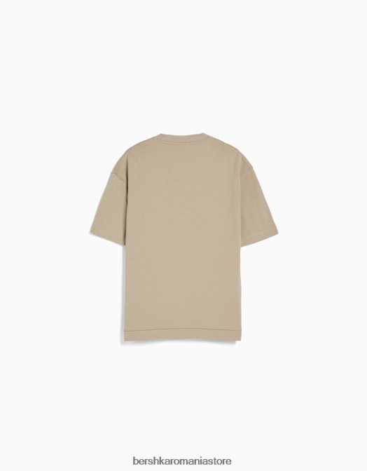 Bershka bărbați tricou interlock cu maneca scurta cămilă Z86D2747 îmbrăcăminte