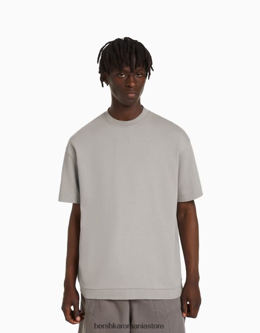 Bershka bărbați tricou interlock cu maneca scurta gri Z86D2748 îmbrăcăminte