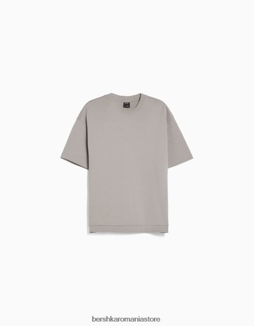 Bershka bărbați tricou interlock cu maneca scurta gri Z86D2748 îmbrăcăminte