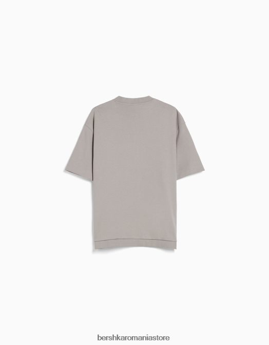Bershka bărbați tricou interlock cu maneca scurta gri Z86D2748 îmbrăcăminte