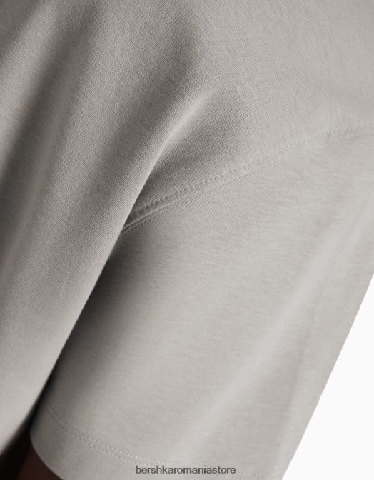 Bershka bărbați tricou interlock cu maneca scurta gri Z86D2748 îmbrăcăminte