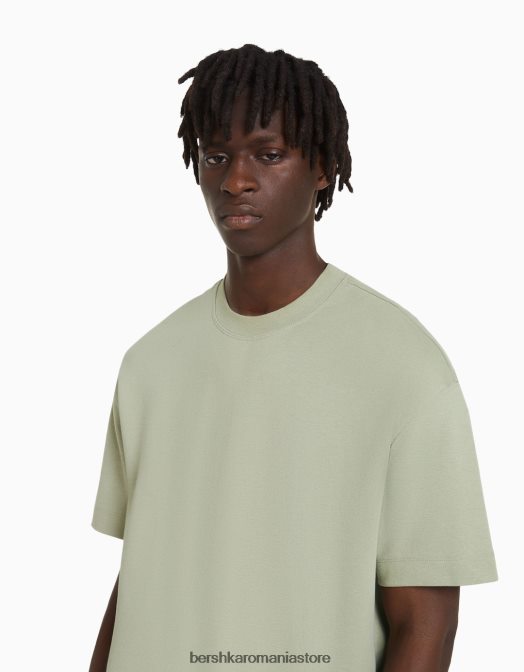 Bershka bărbați tricou interlock cu maneca scurta kaki Z86D2749 îmbrăcăminte