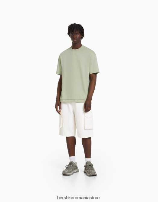 Bershka bărbați tricou interlock cu maneca scurta kaki Z86D2749 îmbrăcăminte