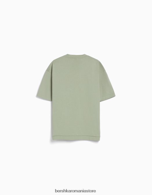 Bershka bărbați tricou interlock cu maneca scurta kaki Z86D2749 îmbrăcăminte