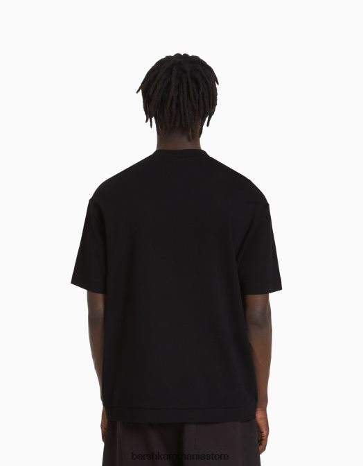 Bershka bărbați tricou interlock cu maneca scurta negru Z86D2751 îmbrăcăminte