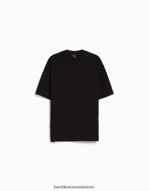 Bershka bărbați tricou interlock cu maneca scurta negru Z86D2751 îmbrăcăminte