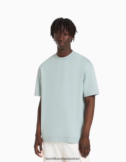 Bershka bărbați tricou interlock cu maneca scurta verde Z86D2750 îmbrăcăminte