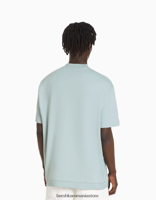 Bershka bărbați tricou interlock cu maneca scurta verde Z86D2750 îmbrăcăminte