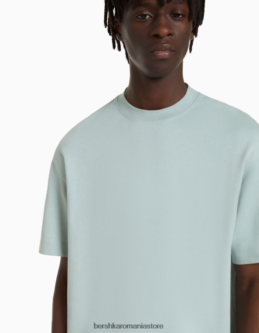 Bershka bărbați tricou interlock cu maneca scurta verde Z86D2750 îmbrăcăminte