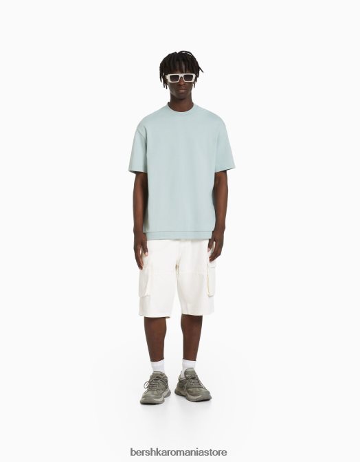 Bershka bărbați tricou interlock cu maneca scurta verde Z86D2750 îmbrăcăminte