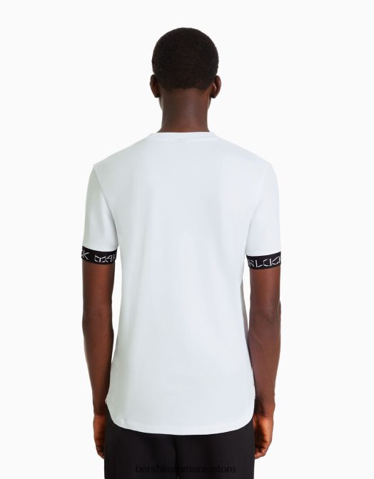 Bershka bărbați tricou musculos cu maneca scurta cu detaliu dungi alb Z86D2688 îmbrăcăminte