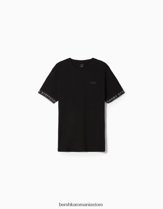 Bershka bărbați tricou musculos cu maneca scurta cu detaliu dungi negru Z86D2689 îmbrăcăminte