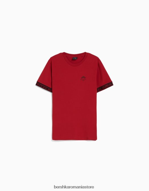 Bershka bărbați tricou musculos cu maneca scurta cu detaliu dungi roșu Z86D2692 îmbrăcăminte