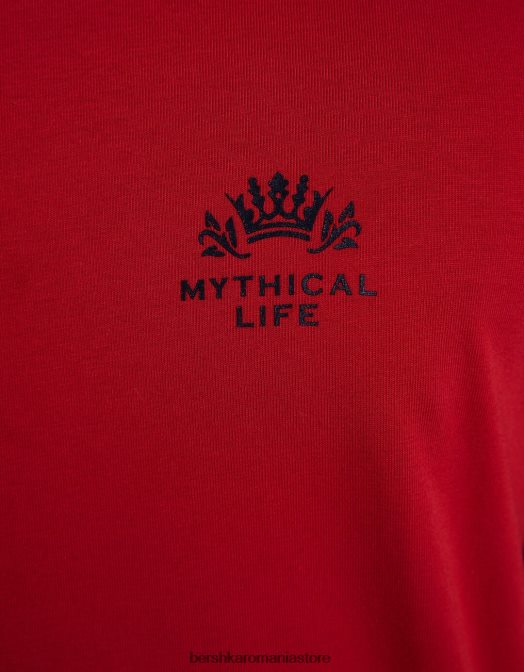 Bershka bărbați tricou musculos cu maneca scurta cu detaliu dungi roșu Z86D2692 îmbrăcăminte