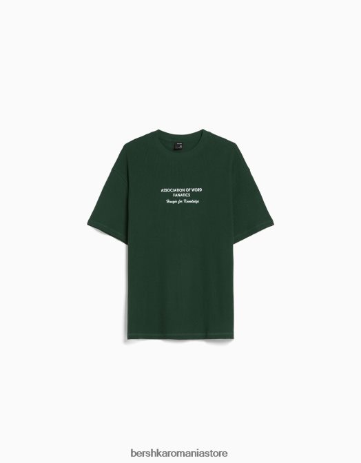 Bershka bărbați tricou oversize cu mânecă scurtă cu imprimeu vafe verde Z86D2758 îmbrăcăminte