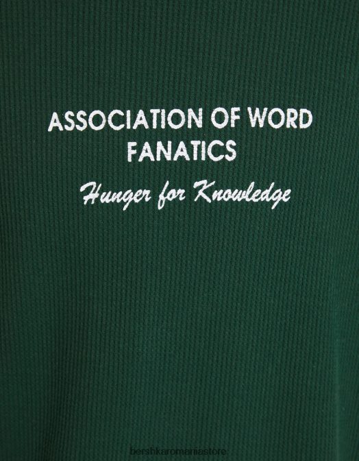 Bershka bărbați tricou oversize cu mânecă scurtă cu imprimeu vafe verde Z86D2758 îmbrăcăminte