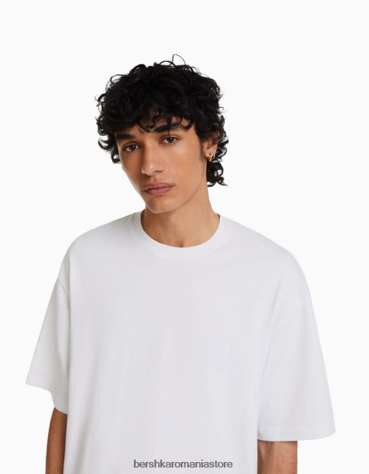 Bershka bărbați tricou oversize imprimat cu maneca scurta alb Z86D2683 îmbrăcăminte