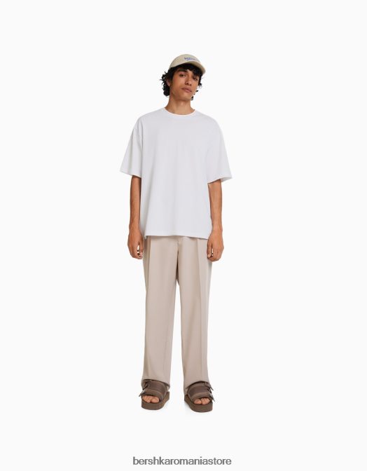 Bershka bărbați tricou oversize imprimat cu maneca scurta alb Z86D2683 îmbrăcăminte
