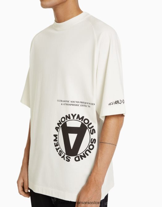 Bershka bărbați tricou oversize imprimat cu maneca scurta aproape alb Z86D2633 îmbrăcăminte
