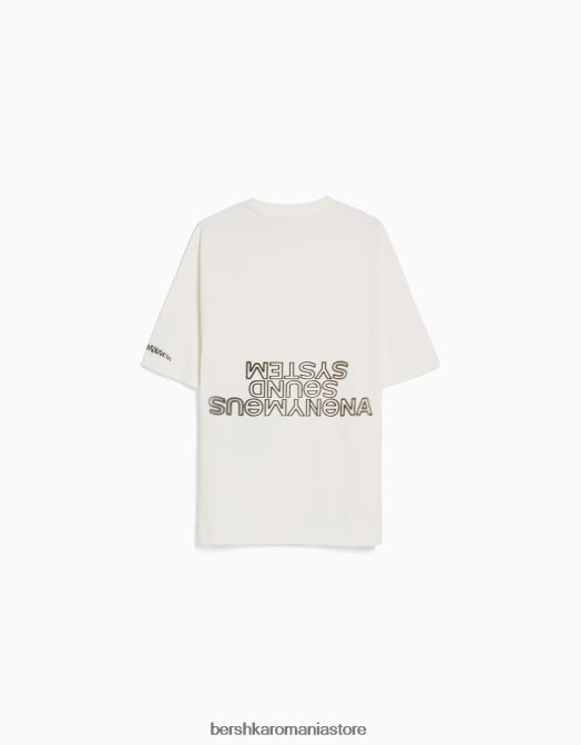Bershka bărbați tricou oversize imprimat cu maneca scurta aproape alb Z86D2633 îmbrăcăminte