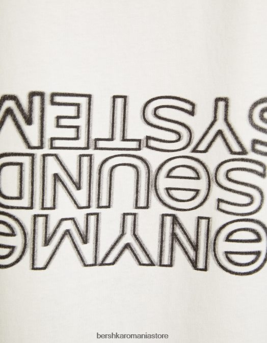 Bershka bărbați tricou oversize imprimat cu maneca scurta aproape alb Z86D2633 îmbrăcăminte
