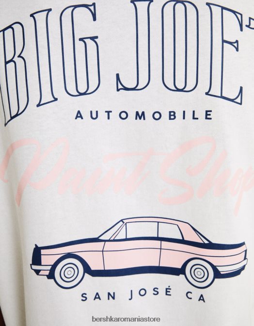 Bershka bărbați tricou oversize imprimat cu maneca scurta aproape alb Z86D2831 îmbrăcăminte