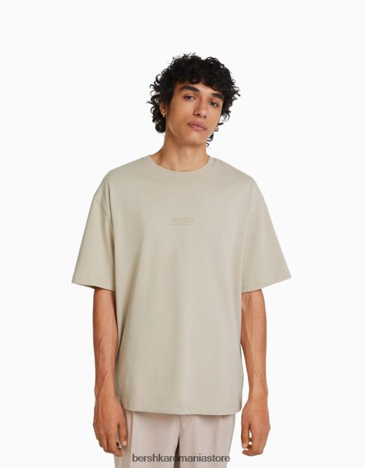 Bershka bărbați tricou oversize imprimat cu maneca scurta cămilă Z86D2682 îmbrăcăminte