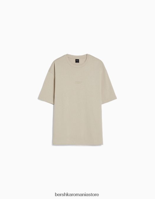 Bershka bărbați tricou oversize imprimat cu maneca scurta cămilă Z86D2682 îmbrăcăminte
