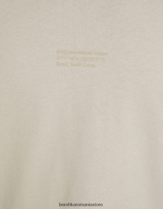 Bershka bărbați tricou oversize imprimat cu maneca scurta cămilă Z86D2684 îmbrăcăminte