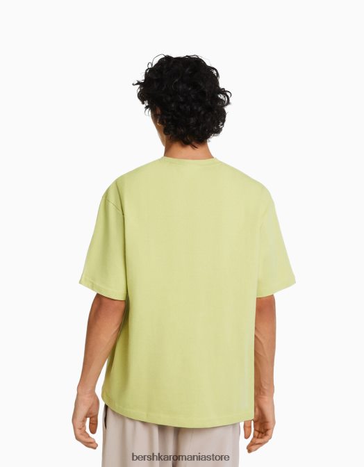 Bershka bărbați tricou oversize imprimat cu maneca scurta lămâie verde Z86D2685 îmbrăcăminte