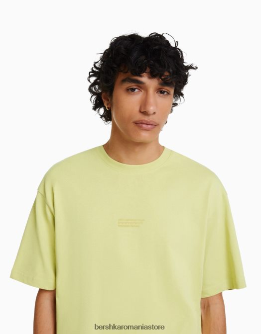 Bershka bărbați tricou oversize imprimat cu maneca scurta lămâie verde Z86D2685 îmbrăcăminte