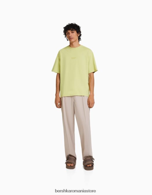 Bershka bărbați tricou oversize imprimat cu maneca scurta lămâie verde Z86D2685 îmbrăcăminte