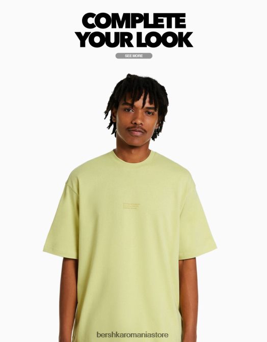 Bershka bărbați tricou oversize imprimat cu maneca scurta lămâie verde Z86D2685 îmbrăcăminte