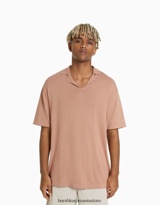 Bershka bărbați tricou polo cu mânecă scurtă și guler resort roz Z86D2820 îmbrăcăminte