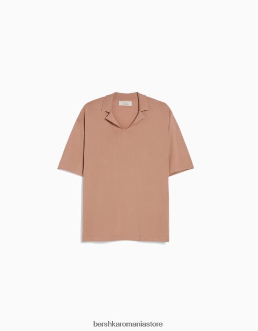 Bershka bărbați tricou polo cu mânecă scurtă și guler resort roz Z86D2820 îmbrăcăminte