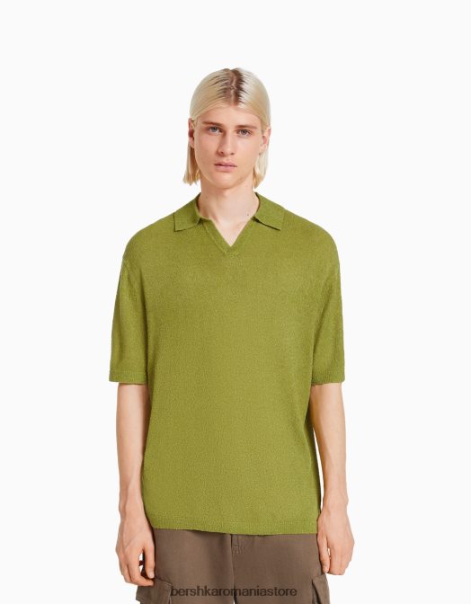 Bershka bărbați tricou polo cu maneca scurta verde Z86D2775 îmbrăcăminte