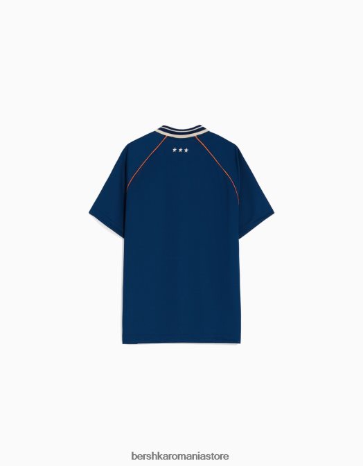 Bershka bărbați tricou polo de fotbal retro sport cu mânecă scurtă marina Z86D2787 îmbrăcăminte