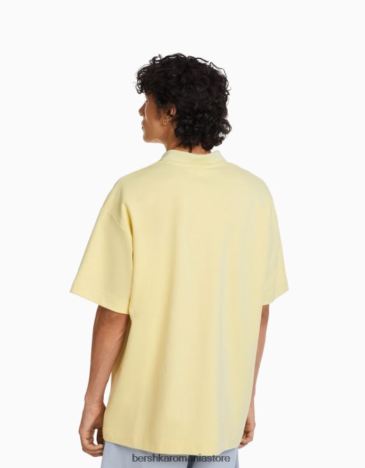 Bershka bărbați tricou polo interlock cu imprimeu berlin lămâie verde Z86D2802 îmbrăcăminte