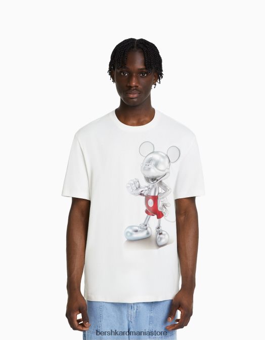 Bershka bărbați tricou relaxat cu imprimeu disney alb Z86D2694 îmbrăcăminte