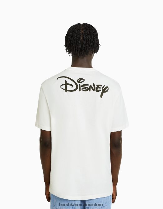 Bershka bărbați tricou relaxat cu imprimeu disney alb Z86D2694 îmbrăcăminte