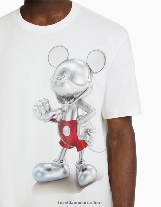 Bershka bărbați tricou relaxat cu imprimeu disney alb Z86D2694 îmbrăcăminte