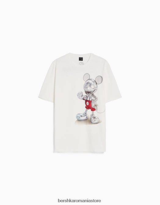 Bershka bărbați tricou relaxat cu imprimeu disney alb Z86D2694 îmbrăcăminte
