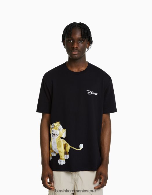 Bershka bărbați tricou relaxat cu imprimeu disney negru Z86D2693 îmbrăcăminte