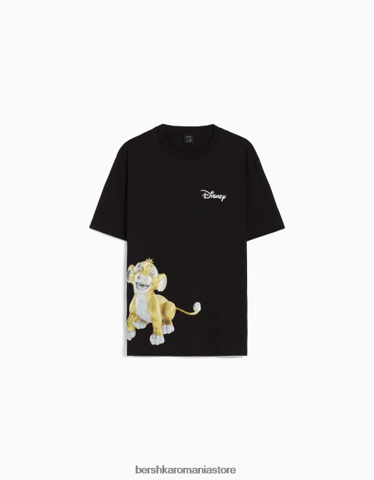Bershka bărbați tricou relaxat cu imprimeu disney negru Z86D2693 îmbrăcăminte
